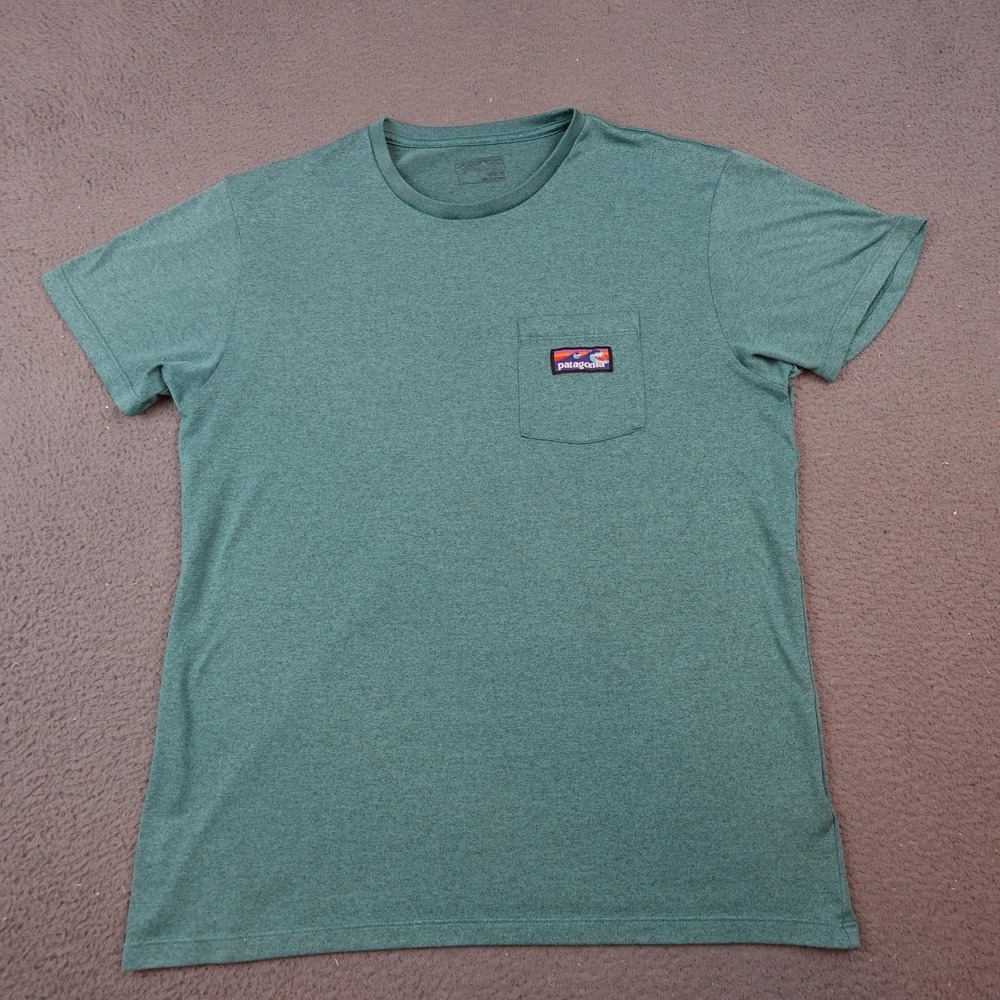 Patagonia Shirt Mens Medium Green Hybrid Pocket Responsibili Tee